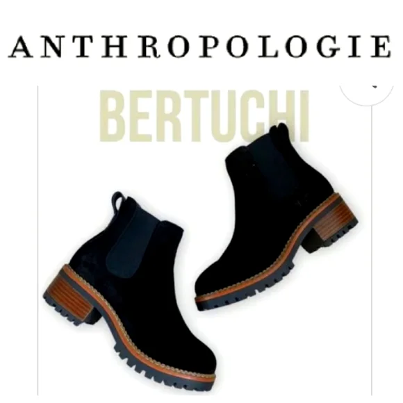 new!ANTHROPOLOGIE suede leather stacked heel traction sole chelsea made in Spain - Picture 1 of 17
